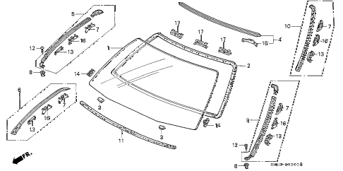 1992 accord EX 4 DOOR 4AT WINDSHIELD diagram 1992 accord EX 4 DOOR 4AT WINDSHIELD diagram