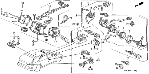 1992 accord LX 5 DOOR 4AT COMBINATION SWITCH diagram