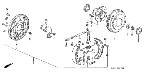 1992 accord LX 5 DOOR 4AT REAR BRAKE (DRUM) diagram