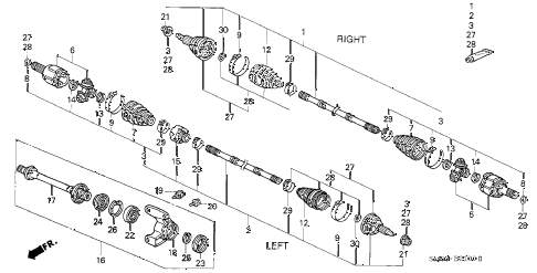 1992 accord LX 5 DOOR 4AT DRIVESHAFT diagram