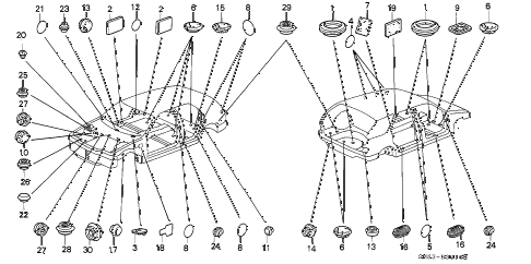 1992 accord LX 5 DOOR 4AT GROMMET - PLUG diagram