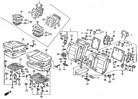 1992 accord LX 5 DOOR 4AT REAR SEAT diagram