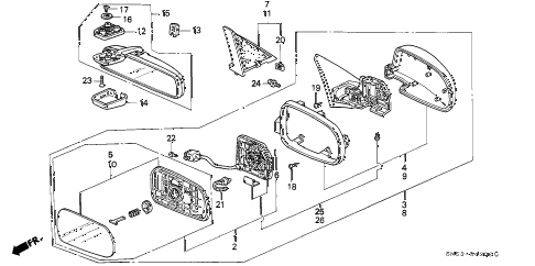 1992 accord LX 5 DOOR 4AT MIRROR diagram