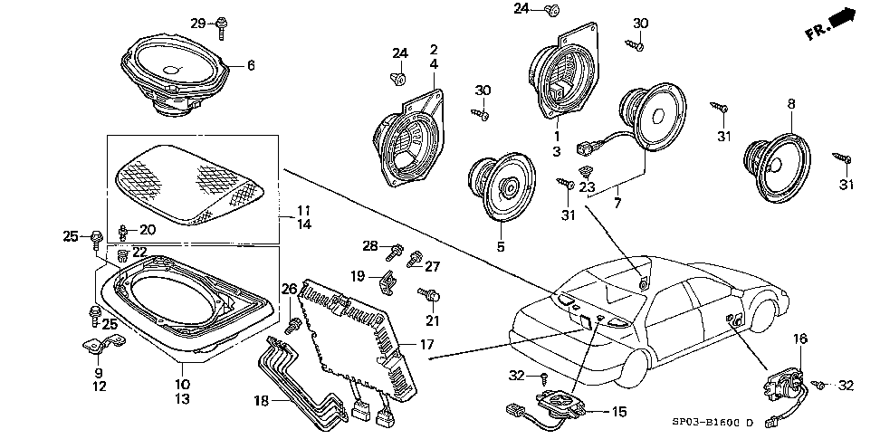 39112-SP0-A02 - BRACKET, R. FR. SPEAKER SEAL