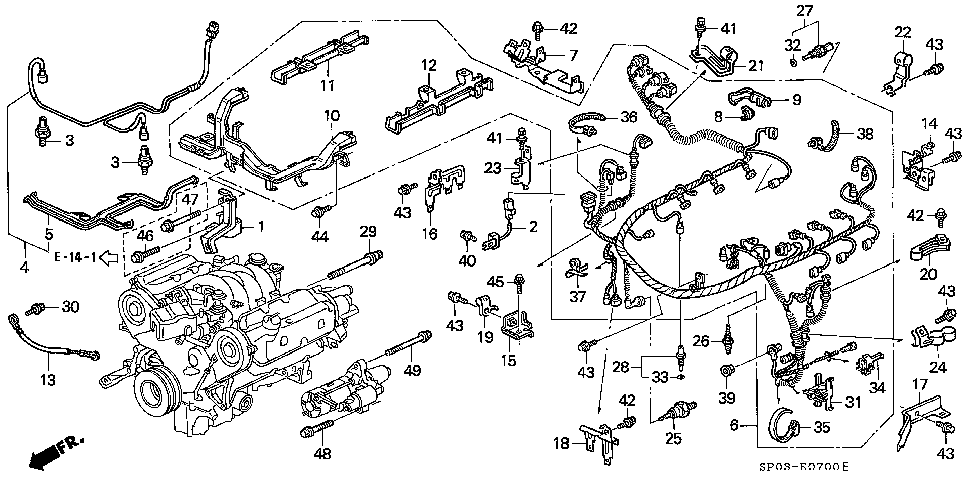 32745-P5G-000 - STAY F, ENGINE HARNESS