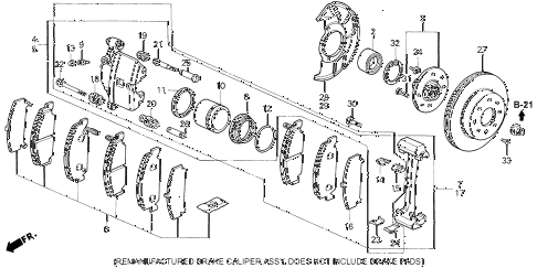 1992 civic DX 4 DOOR 4AT FRONT BRAKE (1) diagram
