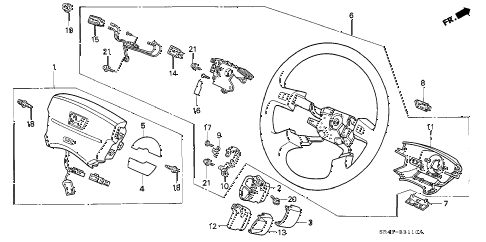 1992 civic DX 4 DOOR 4AT STEERING WHEEL (3) (SRS) diagram