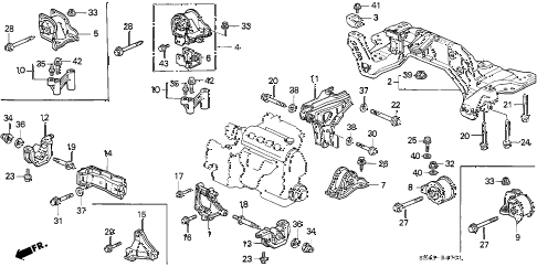 1992 civic DX 4 DOOR 4AT ENGINE MOUNT (2) diagram