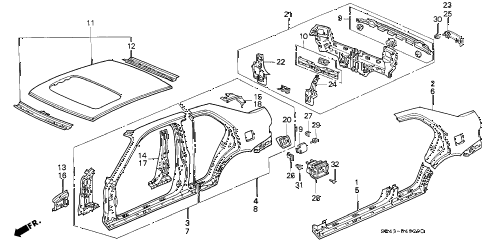 1992 civic EX(ABS) 4 DOOR 4AT OUTER PANEL diagram