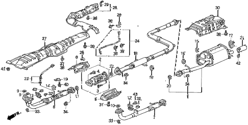 1992 prelude SI(4WS) 2 DOOR 4AT EXHAUST SYSTEM diagram
