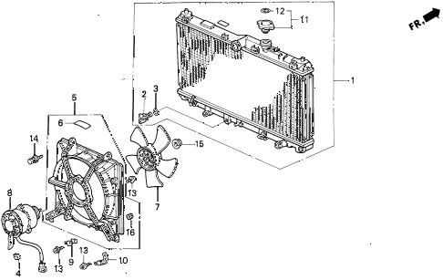 1992 prelude SI(4WS) 2 DOOR 4AT RADIATOR (DENSO) (1) diagram