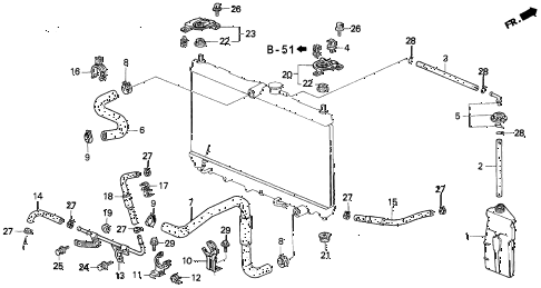 1992 prelude SI(4WS) 2 DOOR 4AT RADIATOR HOSE diagram