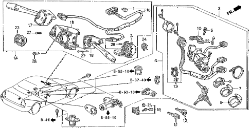 1992 prelude SI(4WS) 2 DOOR 4AT COMBINATION SWITCH diagram