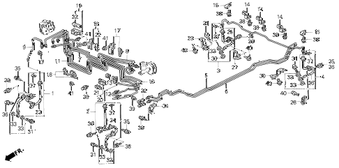 1992 prelude SI(4WS) 2 DOOR 4AT BRAKE LINES (2) diagram 1992 prelude SI(4WS) 2 DOOR 4AT BRAKE LINES (2) diagram