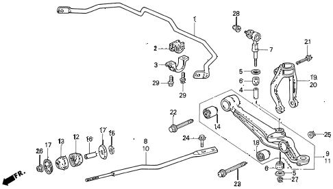 1992 prelude SI(4WS) 2 DOOR 4AT FRONT LOWER ARM diagram