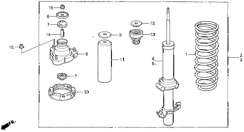 1992 prelude SI(4WS) 2 DOOR 4AT FRONT SHOCK ABSORBER diagram 1992 prelude SI(4WS) 2 DOOR 4AT FRONT SHOCK ABSORBER diagram