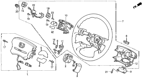 1992 prelude S 2 DOOR 4AT STEERING WHEEL (SRS) diagram
