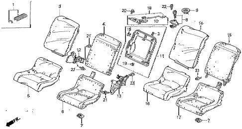 1992 prelude SI 2 DOOR 4AT REAR SEAT diagram