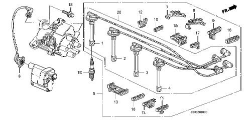 1992 prelude S 2 DOOR 5MT HIGH TENSION CORD  - IGNITION COIL diagram