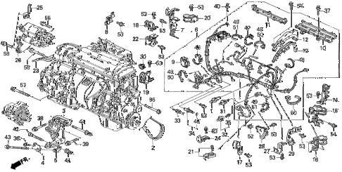 1992 prelude S 2 DOOR 4AT ENGINE SUB CORD - CLAMP diagram