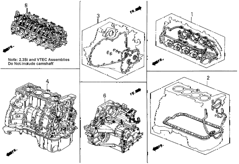 1992 prelude S 2 DOOR 5MT GASKET KIT - ENGINE ASSY.  - TRANSMISSION ASSY. diagram