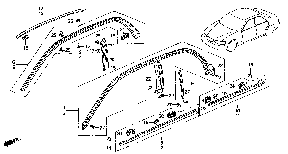 72391-SW5-003 - WEATHERSTRIP, L. DOOR (UPPER)