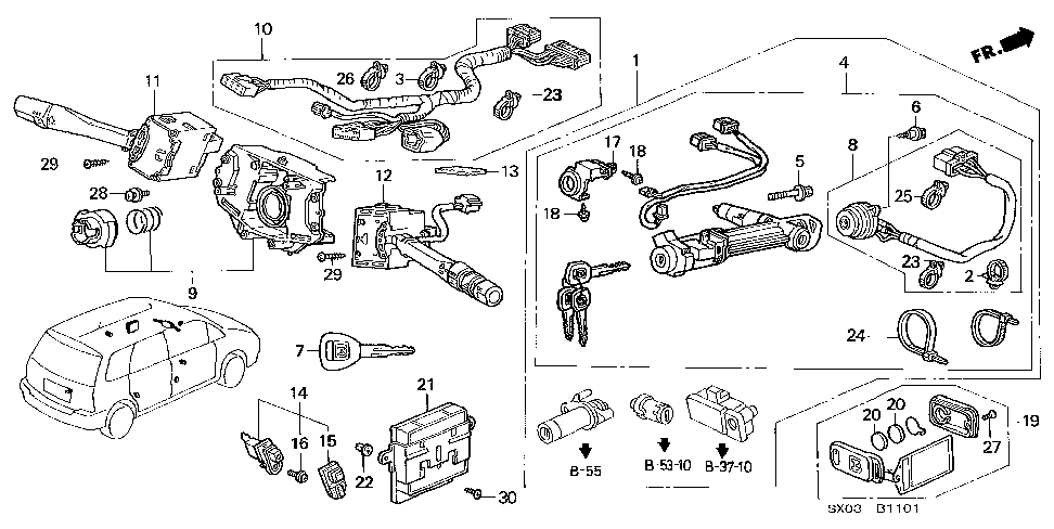 35130-SX0-A11 - SWITCH, STEERING