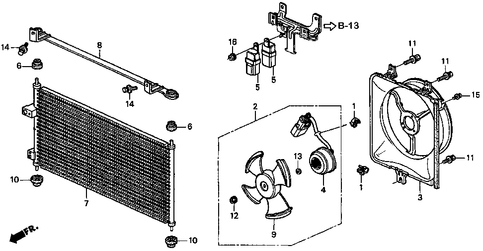 80111-SS8-A20 - BRACKET, CONDENSER MOUNT (UPPER)
