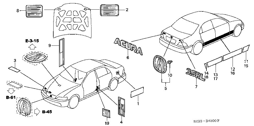 75711-SZ3-A00 - EMBLEM, RR. (ACURA)