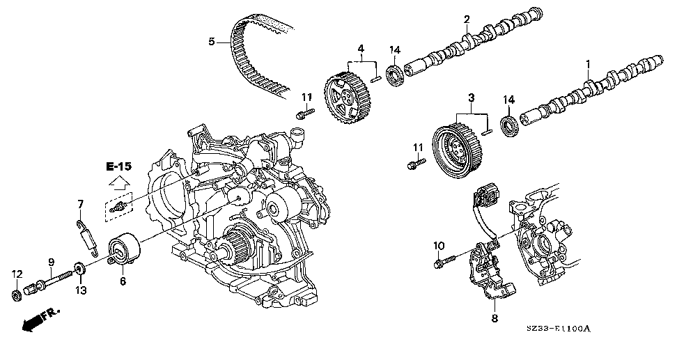 14270-P5A-003 - PULLEY, R. TIMING BELT DRIVEN