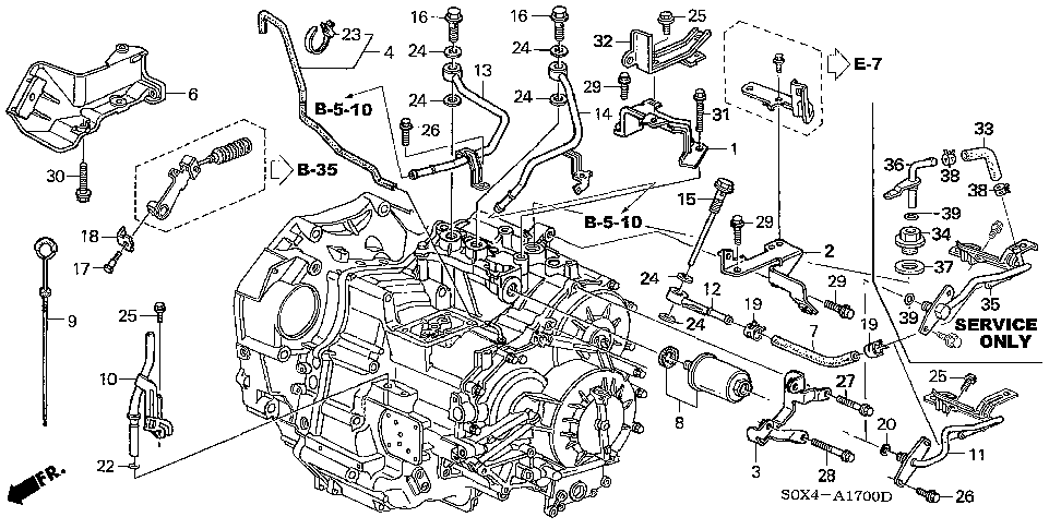 32745-P8F-A01 - STAY E, ENGINE HARNESS