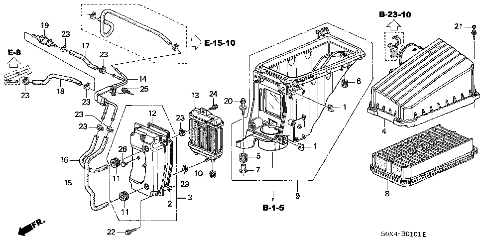 19657-P8F-A00 - HOSE B, IN. HEATER OUTLET