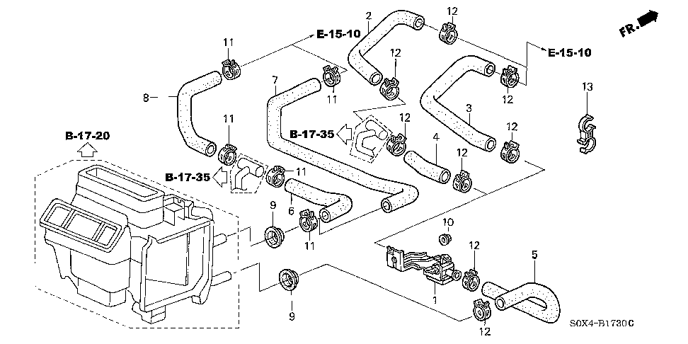 79726-S0X-A01 - HOSE B, WATER OUTLET