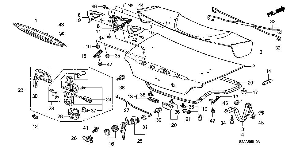 74872-S2A-A00 - SPRING, L. TRUNK OPENER