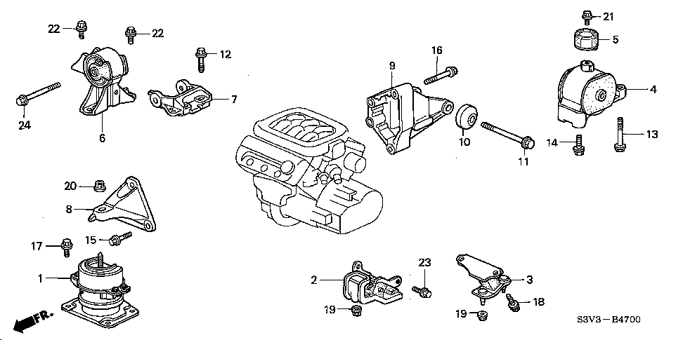 50810-S3V-A01 - RUBBER, RR. ENGINE MOUNTING