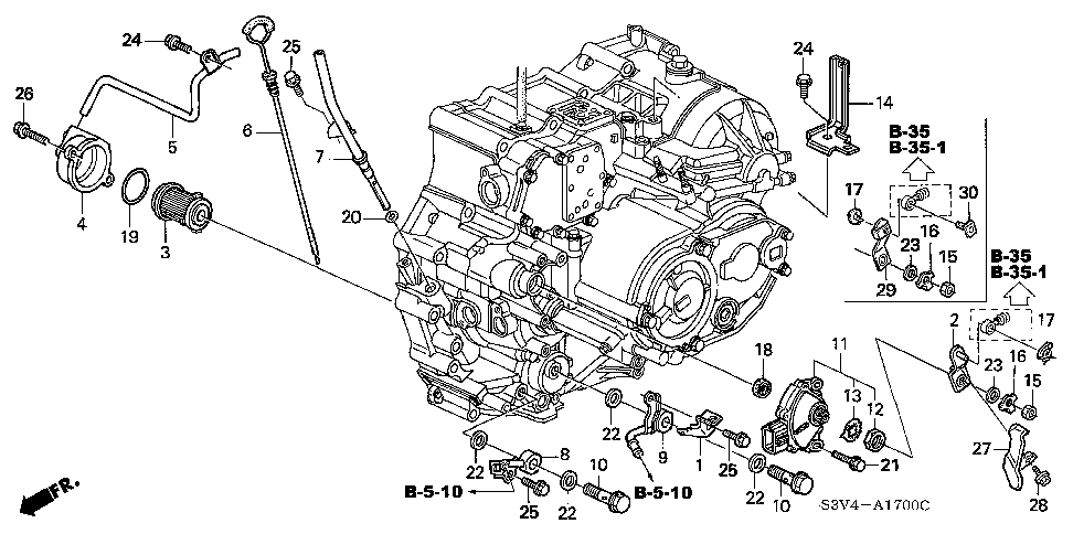 32745-RDJ-A10 - STAY E, ENGINE HARNESS