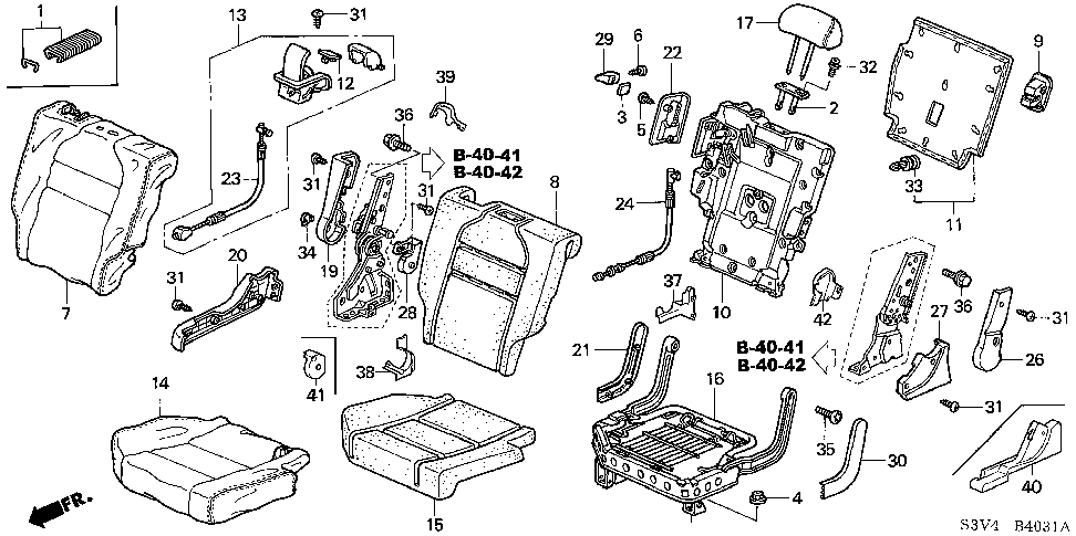 81322-S3V-A33 - PAD, R. MIDDLE SEAT-BACK