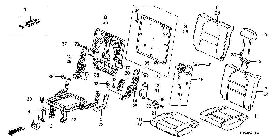 90670-S3V-A12 - CLIP, RR. SEAT (LOWER)