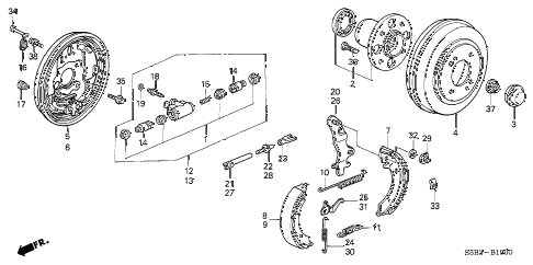 Honda online store : 2005 civic rear brake (drum) parts