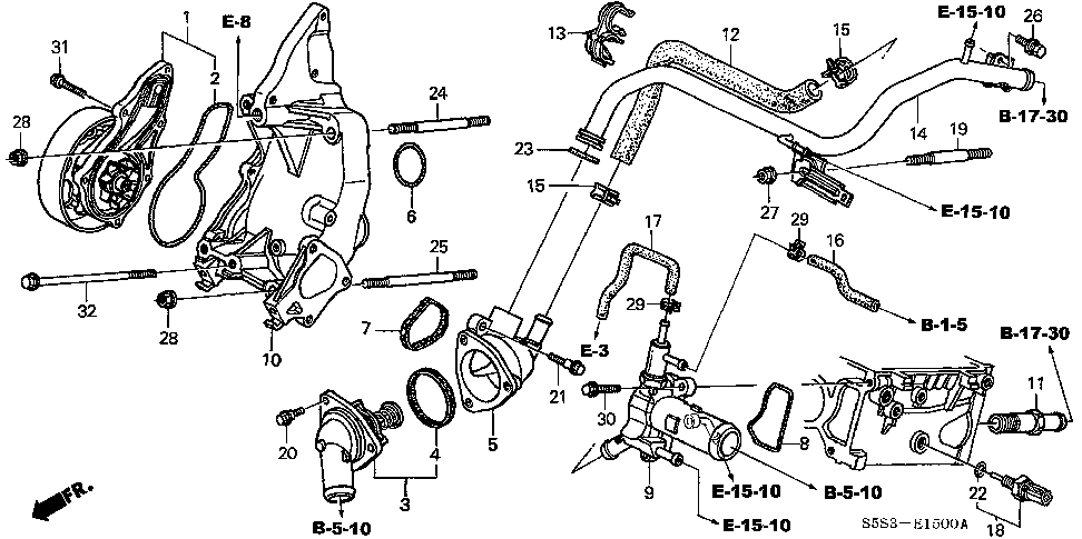 Genuine Honda 19350-PRB-A00 Water Outlet Assembly 