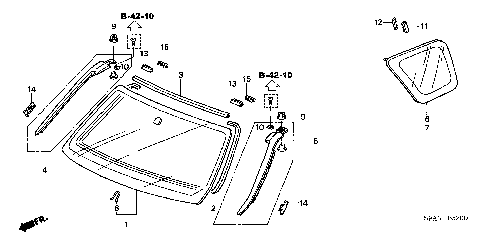 73150-S9A-003 - MOLDING, FR. WINDSHIELD