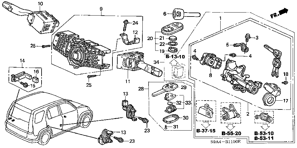 Genuine Honda Lower Transmitter Key Case 35114-TK8-A11 