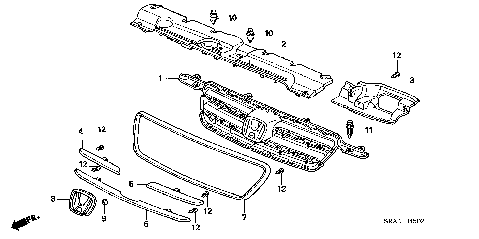 71125-SCA-A01 - MOLDING, R. FR. GRILLE (UPPER)