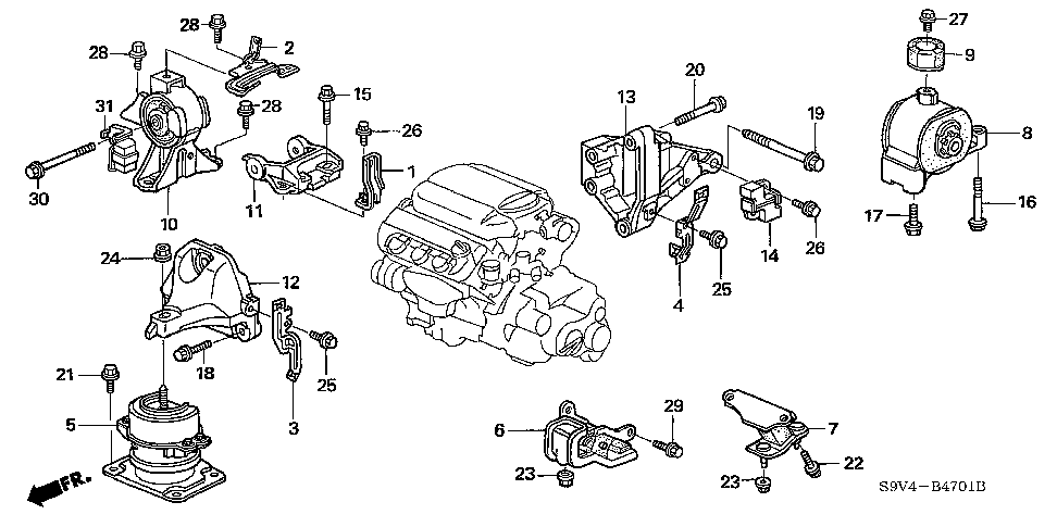 50827-S9V-A01 - BRACKET, RR. ENGINE MOUNTING