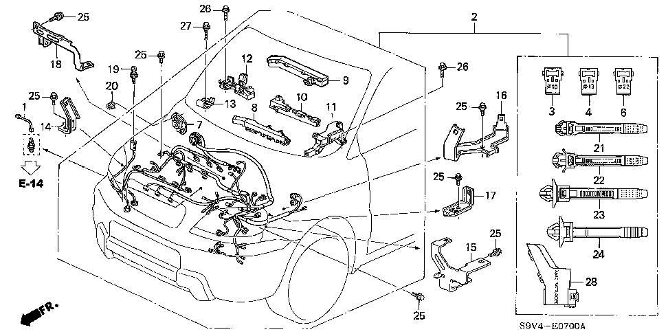 32745-P8E-A00 - STAY, ENGINE WIRE HARNESS