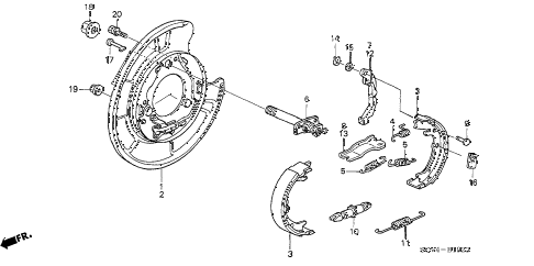 Honda online store : 2003 element parking brake shoe parts