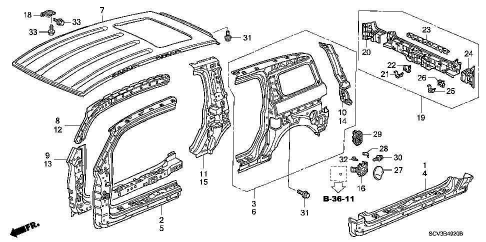 66118-SCV-A00ZZ - BEAM, RR. BUMPER (UPPER)