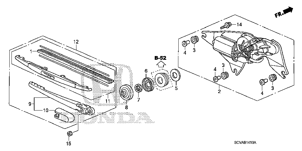 76740-SCV-A01 - ARM & BLADE, RR. WINDSHIELD WIPER