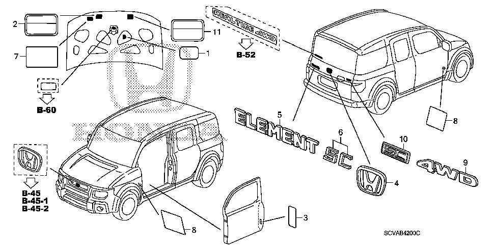 75722-SCV-A00 - EMBLEM, RR. (ELEMENT)