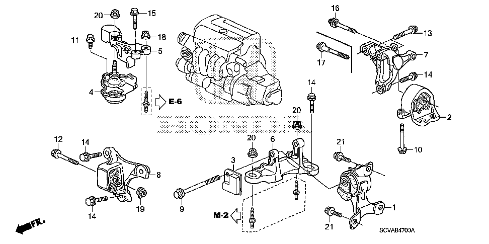50827-SCV-A00 - BRACKET, RR. ENGINE MOUNTING